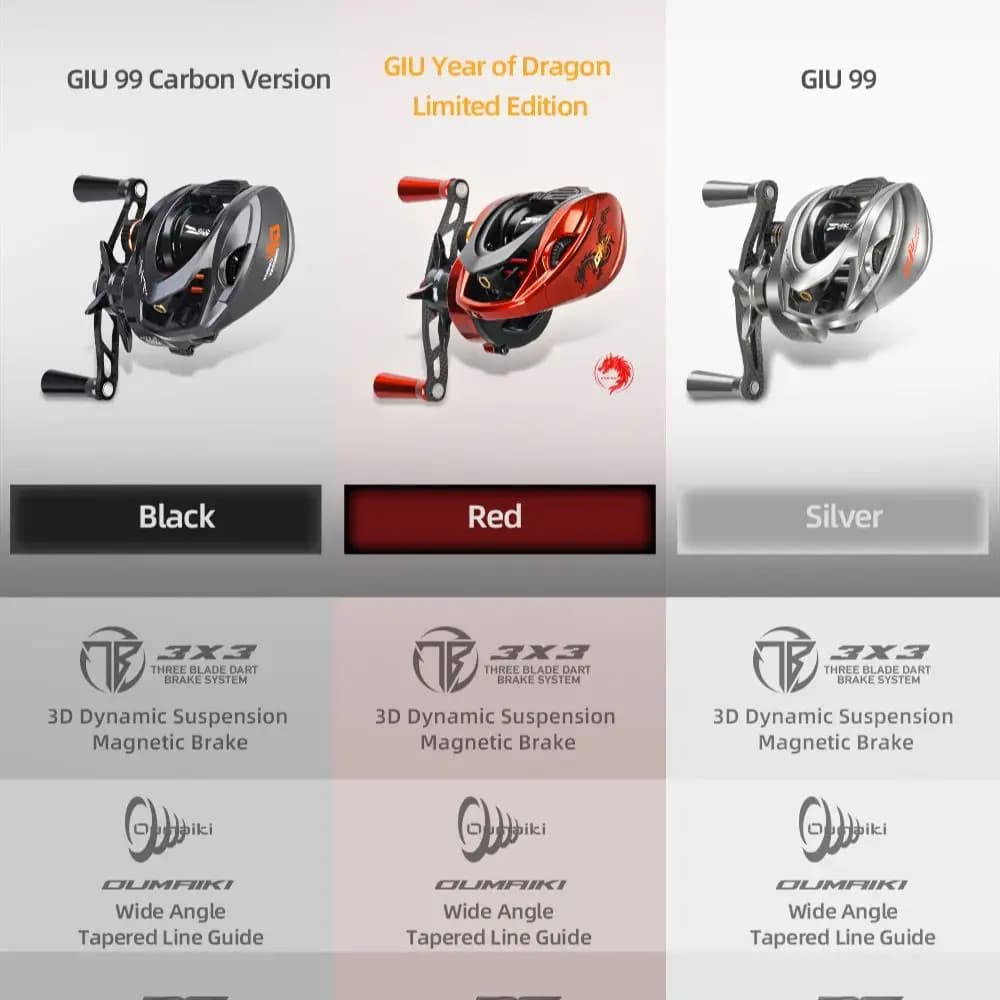Moulinet baitcasting HISTAR Giu 99 Carbon NMB SIC frein magnétique 3D ratio 8.1:1 pour pêche BFS ultra-légère