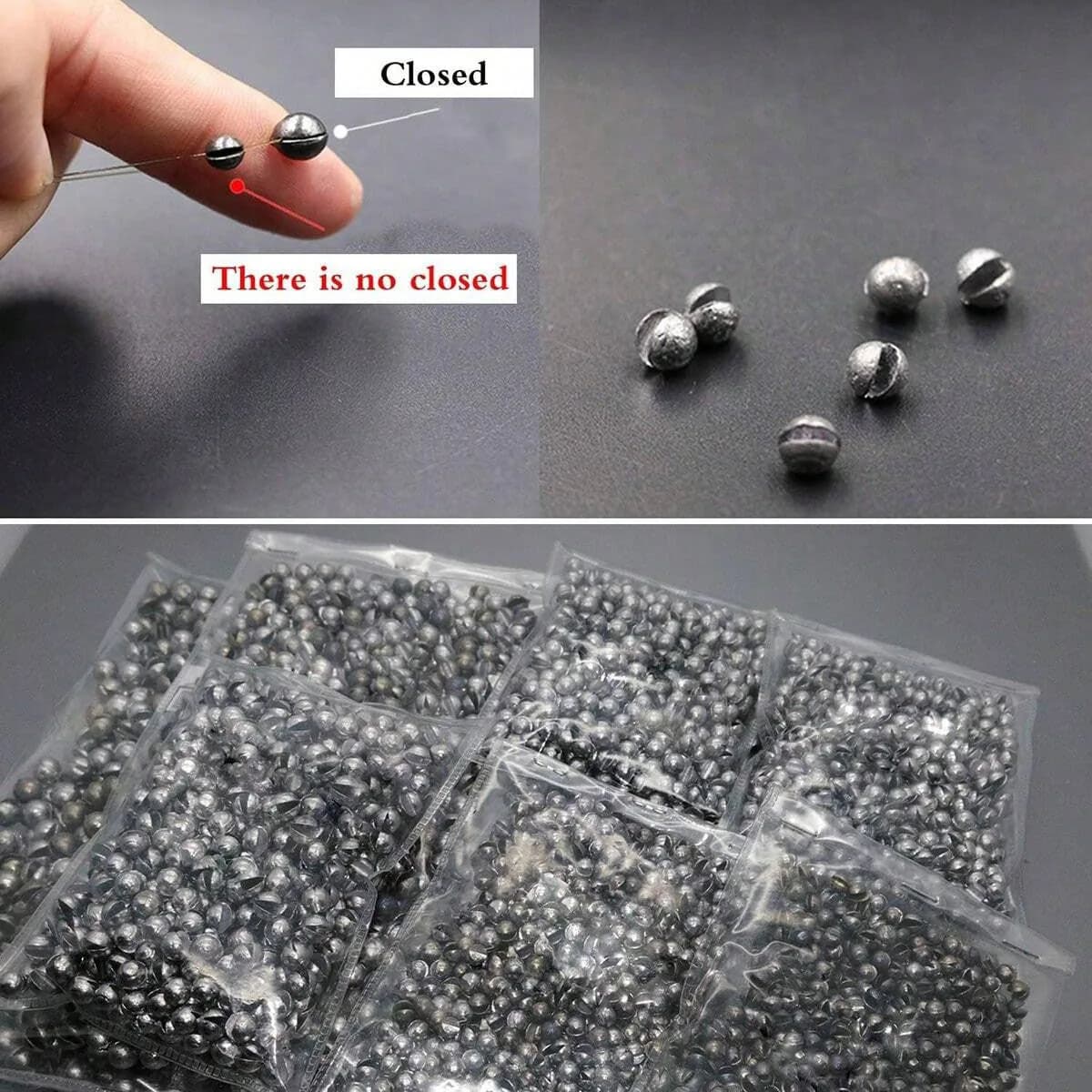 Plombs fendus amovibles 100 pièces pour pêche - Plombages ronds en plomb pour lignes