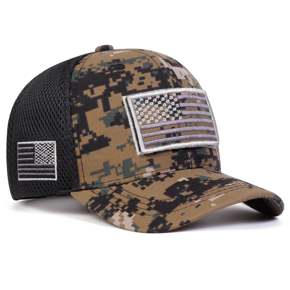 Casquette camouflage drapeau américain brodé - Unisexe printemps été outdoor - Ajustable protection UV