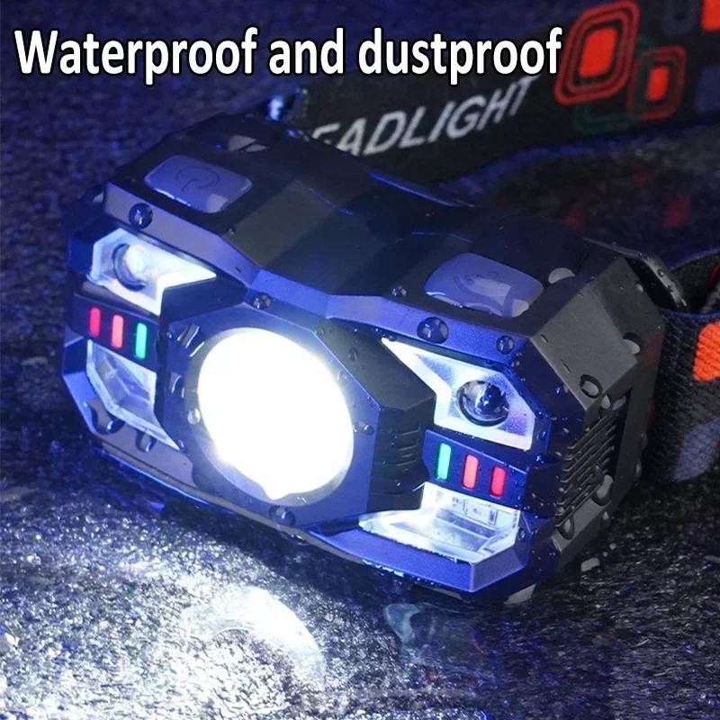 Lampe frontale à détection infrarouge rechargeable étanche pour pêche et camping nocturne