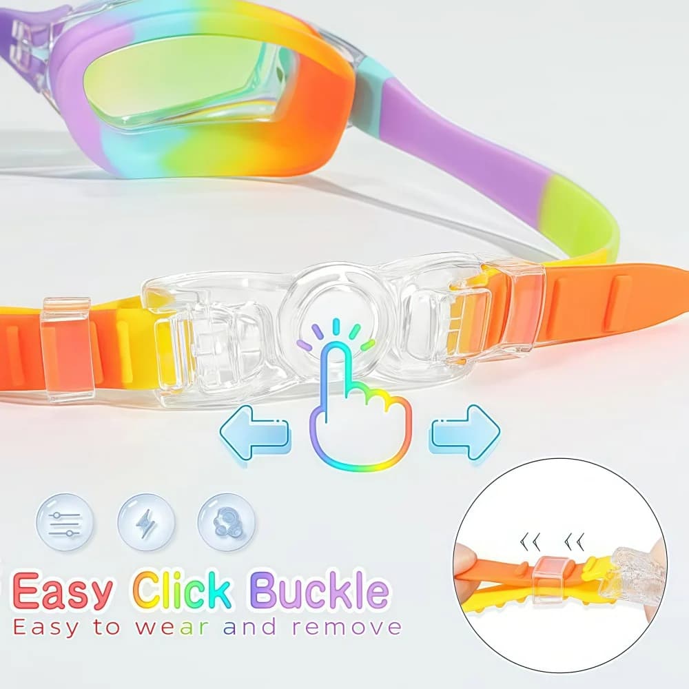 Lunettes de natation enfants roses anti-buée protection UV étanches 3-15 ans