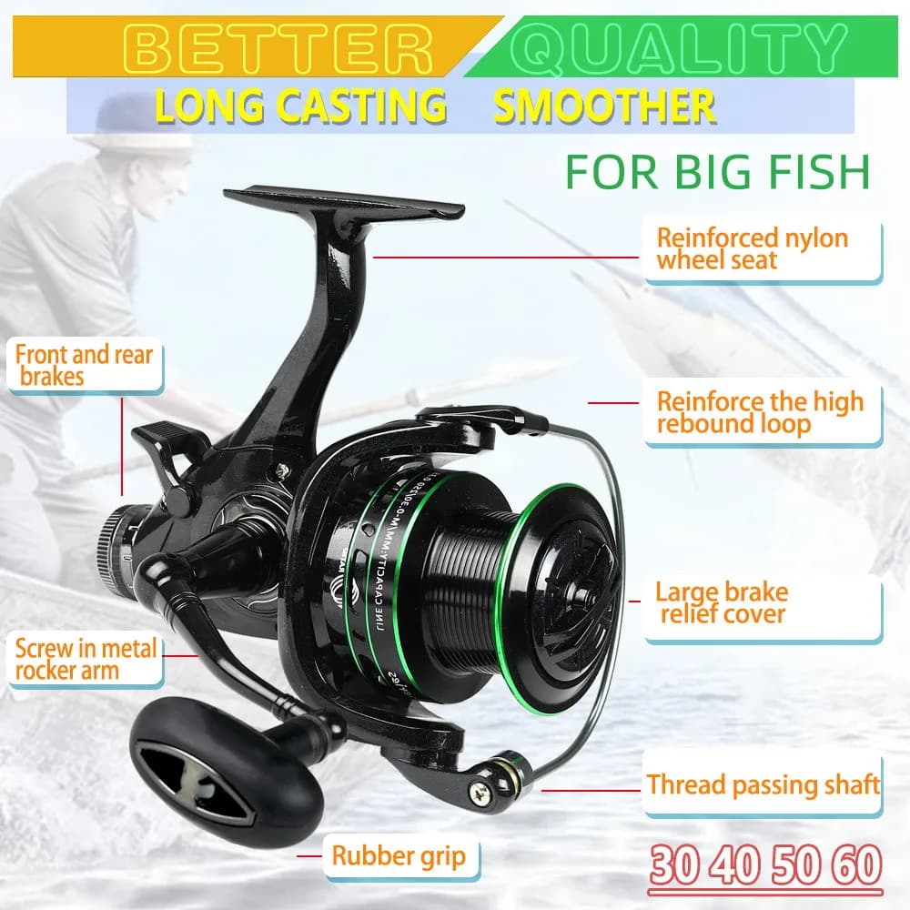 Moulinet spinning JOSBY 15-20kg drag 5.2:1 métal pour carpe et gros poissons eau douce