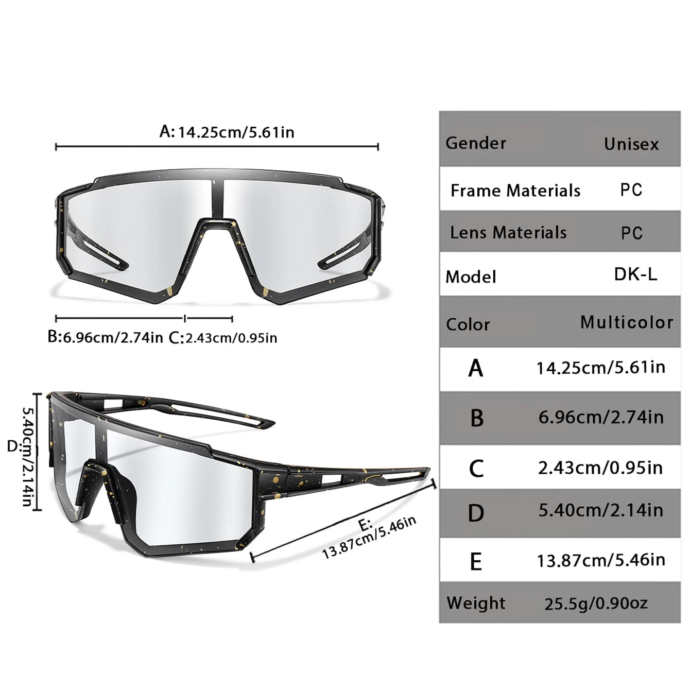 Lunettes photochromiques vélo pêche - Monture carrée anti-vent pour VTT et sports outdoor