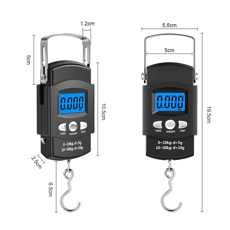 Pèse-bagages électronique LCD 10g à 50kg avec mètre ruban rétractable 100cm pour pêche voyage