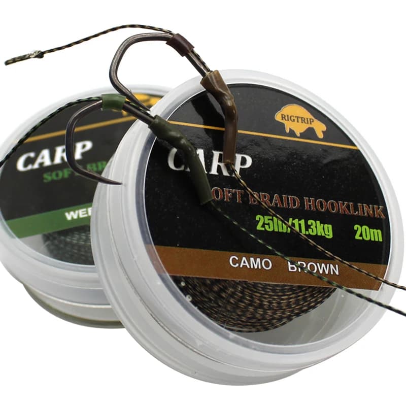 Ligne de pêche carpe 20m tresse souple sans revêtement pour hair rig 15IB 25IB 35IB