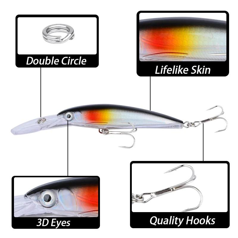 Leurre dur crankbait 17cm 30g pour brochet sandre et bar, appât wobbleur grande plongée