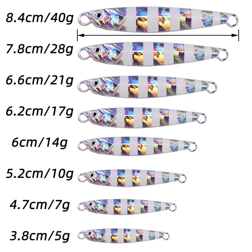 Set de 3-8 leurres jig métal 7g-40g - Leurres de fond pour pêche en mer et pêche côtière au lancer