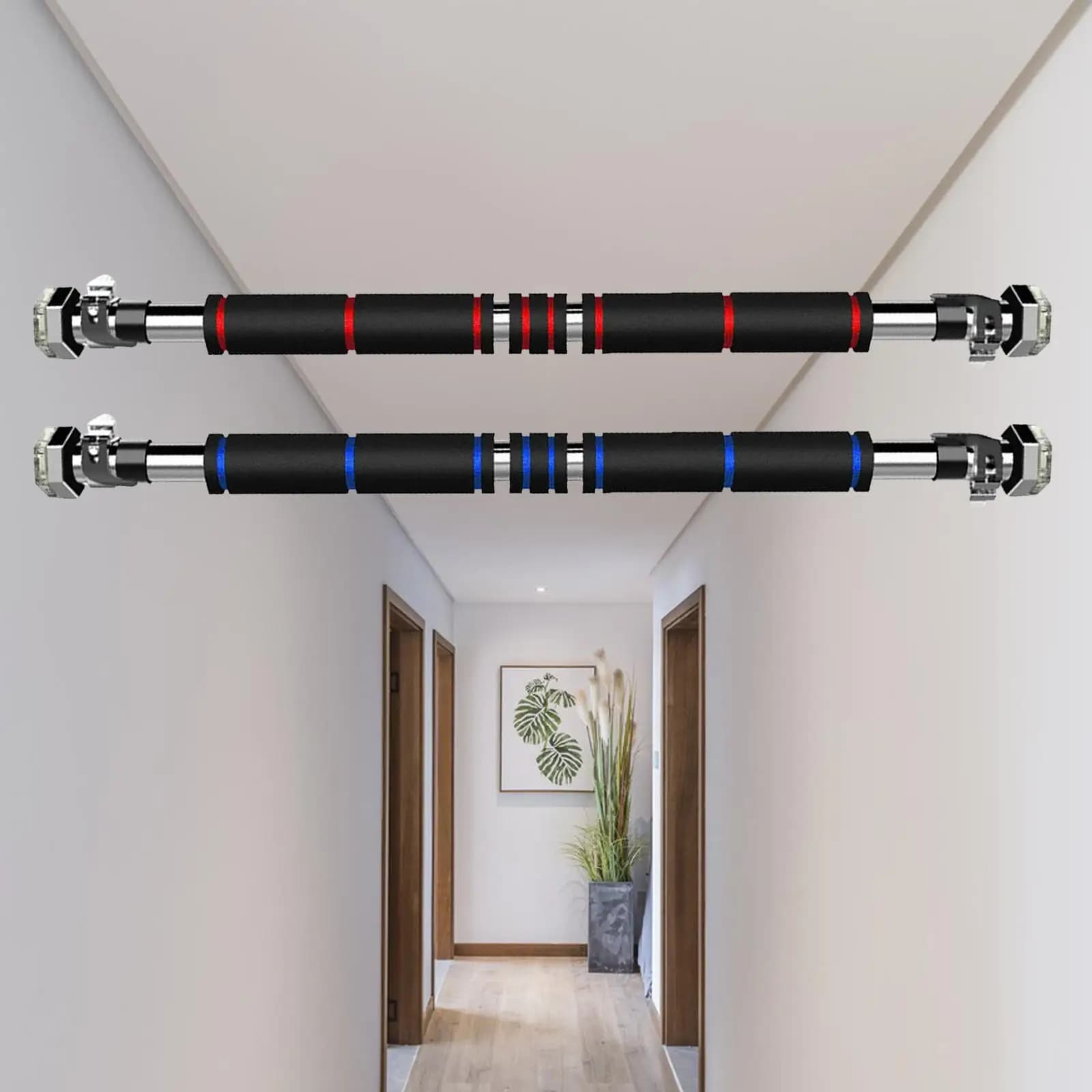 Barre de traction porte ajustable longueur 80-130 cm - Barre horizontale télescopique musculation maison