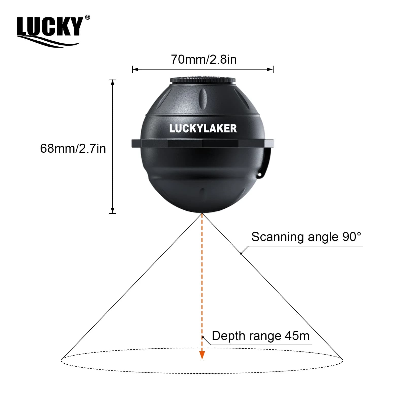 Fish Finder WiFi LUCKY FF916 120m portée 45m profondeur compatible iOS Android sans fil