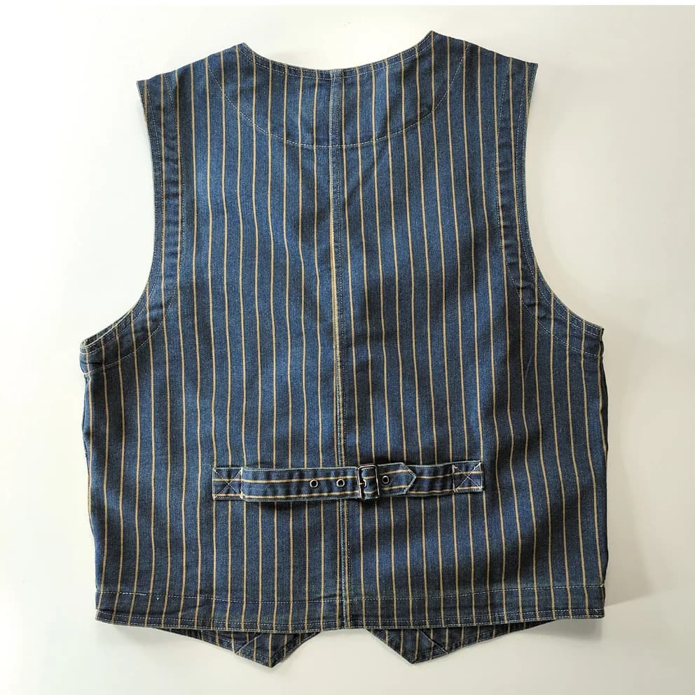 Veste cargo sans manches en denim lavé pour homme, décontractée à multiples poches et col V,