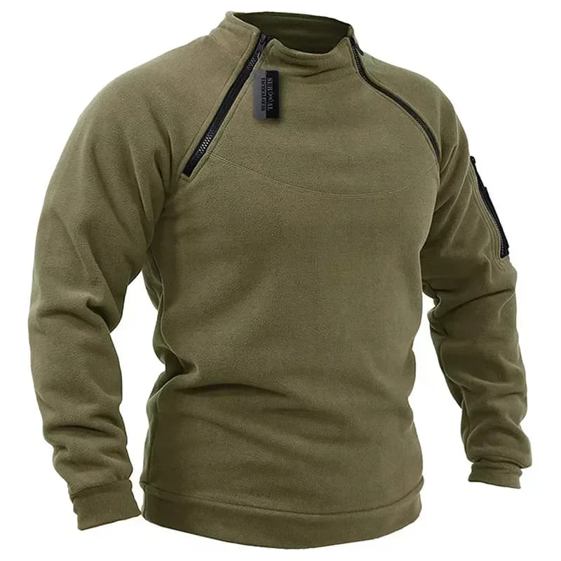 Pull polaire tactique outdoor homme - Chaleur zippée pour pêche hivernale et randonnée