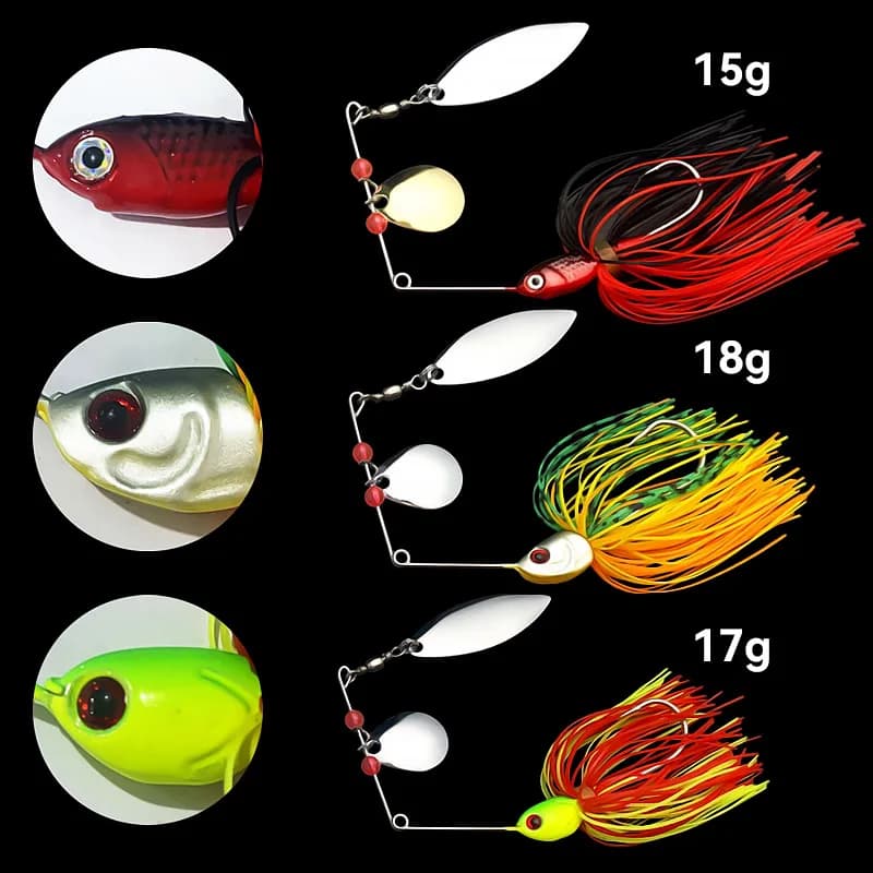 Leurre spinnerbait Bazooka 15g 18g pour brochet et perche en hiver, appât métal avec jupe