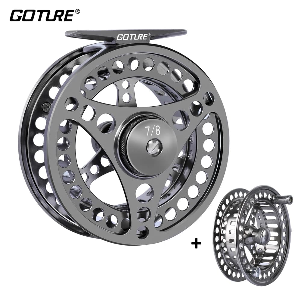 Moulinet pêche à la mouche Goture CNC - Arbor large 2+1BB frein 8kg pour pêche mouche précise et polyvalente