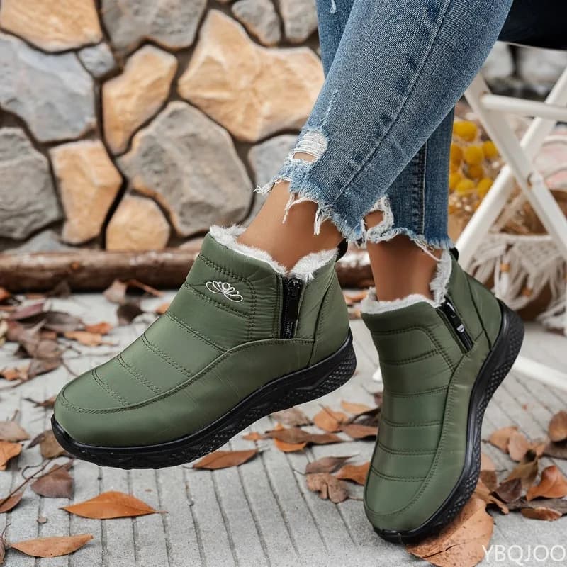 Bottes neige semelle épaisse velours épaissi 2024 unisexe plate large coton hiver pêche