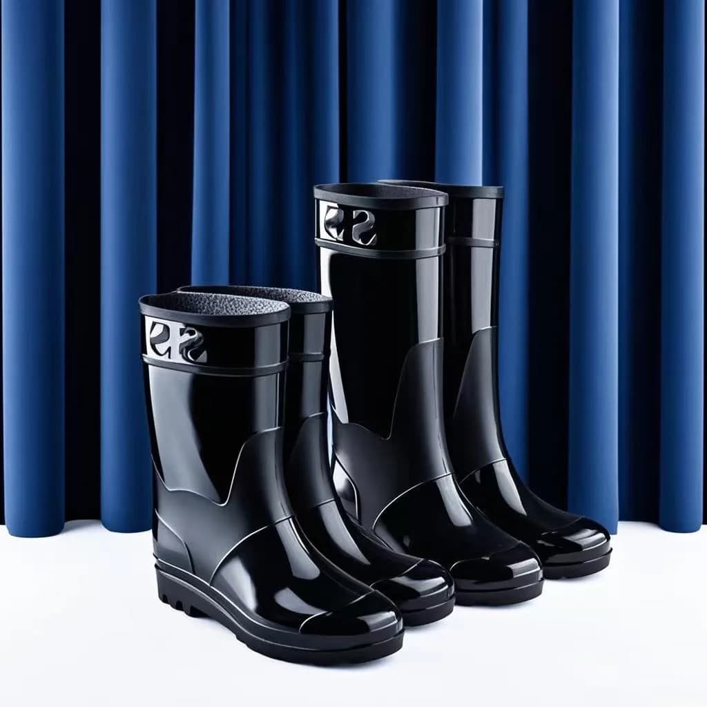 Bottes de pluie homme haut tube imperméables anti-dérapage doublure polaire chaudes pêche extérieur