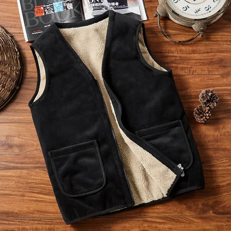 Gilet sans manches homme 5XL velours épais hiver automne veste polaire chaude vêtement pêche confortable