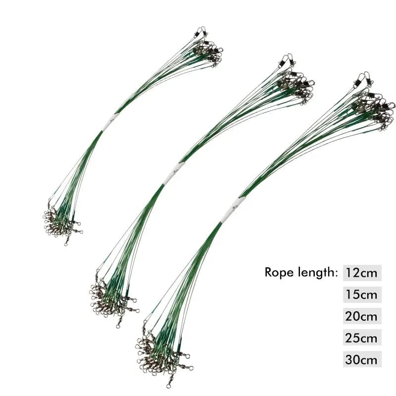 Fil d'acier anti-morsure MEREDITH 15-25cm avec émerillon pour pêche au leurre et carnassiers