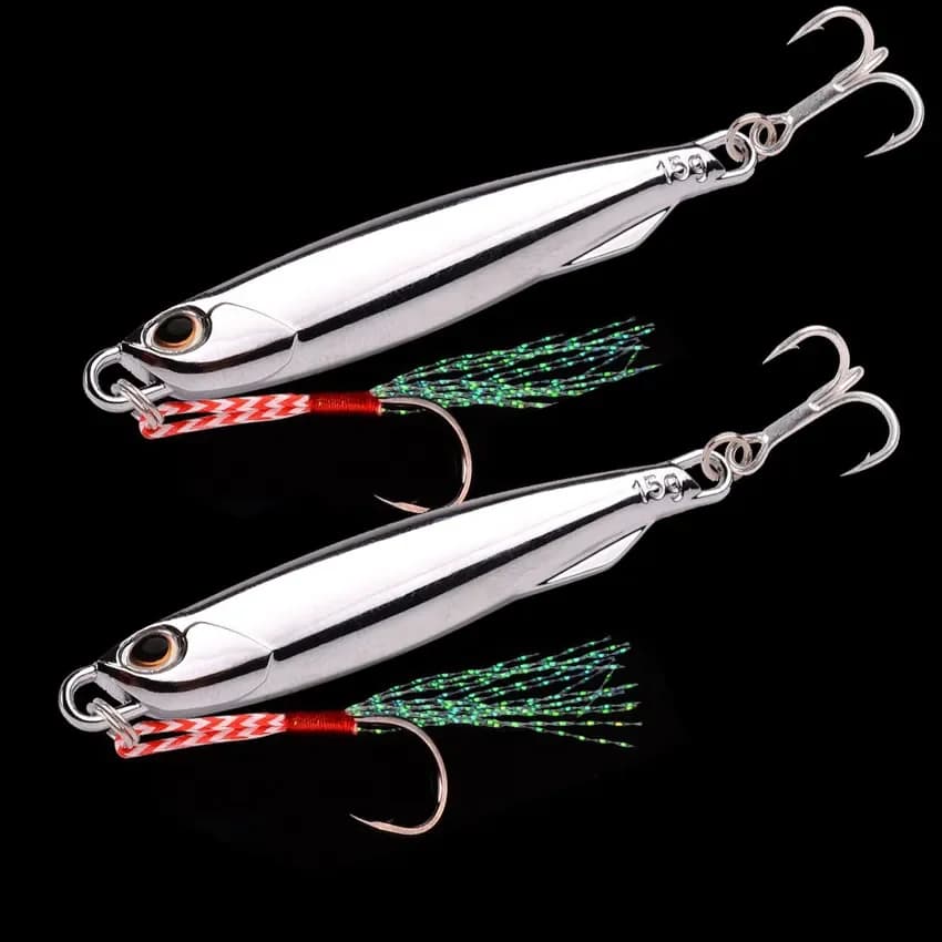 Lot de 5 Leurres Métal Jig 10g à 30g Appât Pêche en Mer pour Bar et Poissons Carnassiers