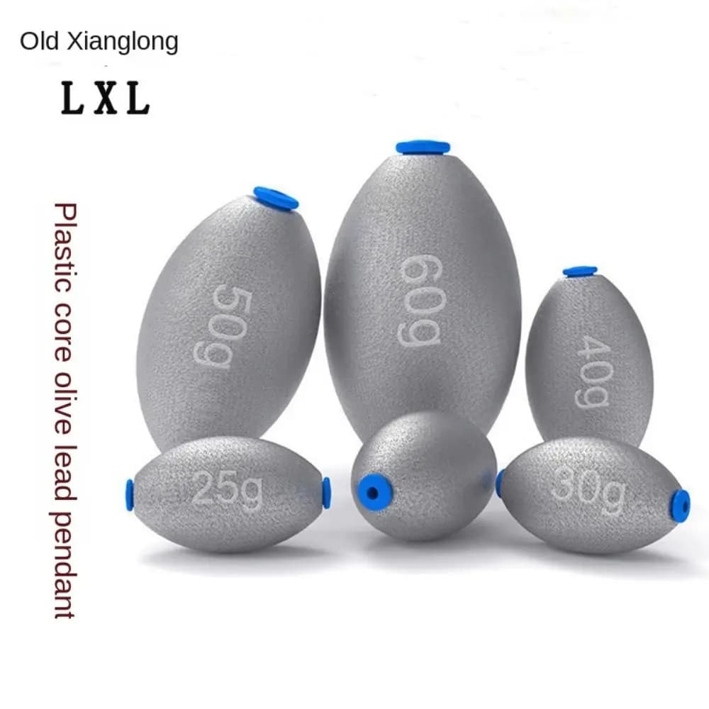 Lot de plombs oliviers creux avec bouchon plastique pour pêche au coup, 0.4g à 40g, 5