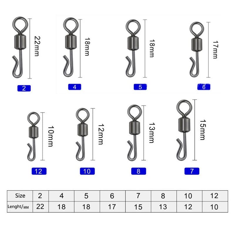 Émerillons rapides Q-Shape 50 pièces pour montages carpe - accessoires de pêche à changement rapide