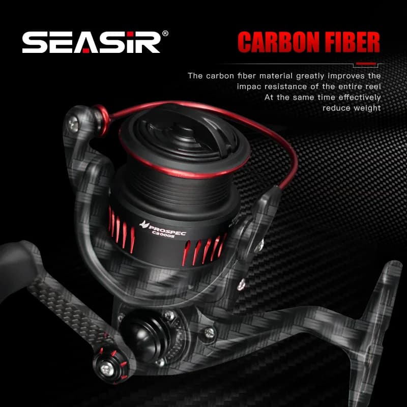 Moulinet spinning carbone Seasir P-Series Prospec 9kg drag 8+1BB pour pêche eau douce et mer