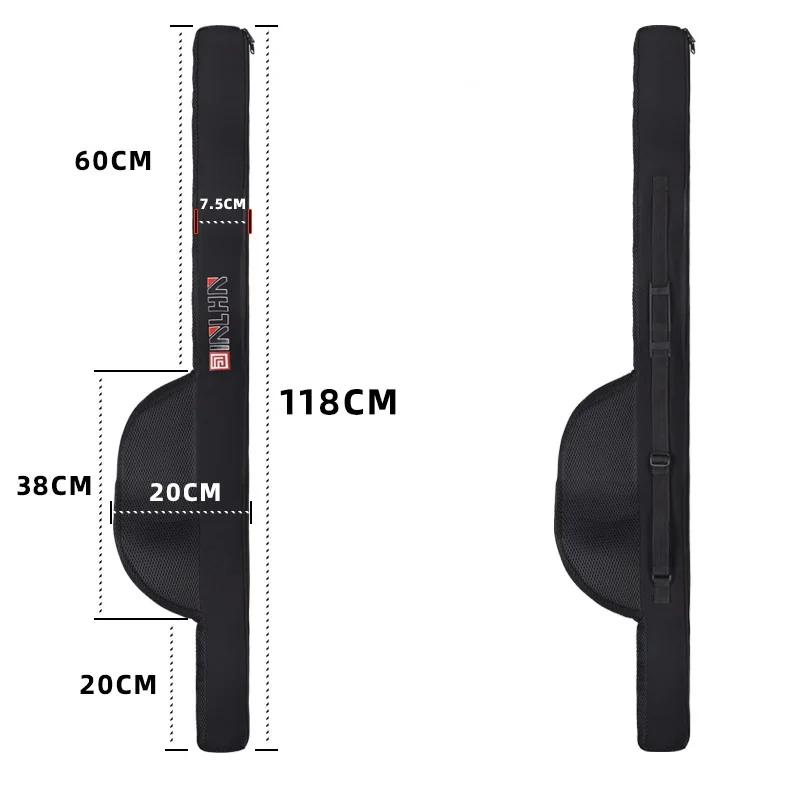 Sac de transport canne à pêche pliable 118/128cm avec sangle - Étui et organisateur portable pour canne et moulinet