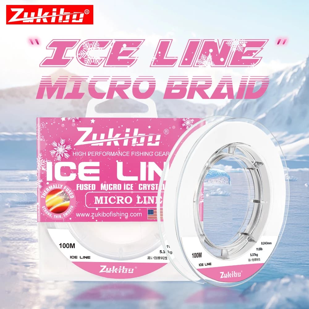 Ligne de Pêche Superline ZUKIBO Fused Micro Ice Crystal, Translucide et Souple, Faible Mémoire, Diamètre 0.05mm à 0.235mm