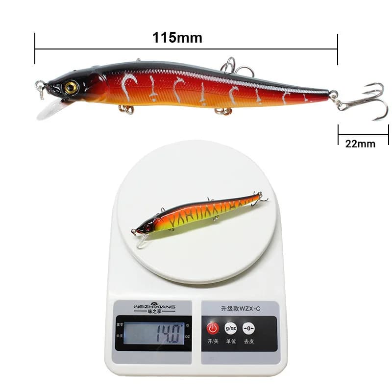Leurre dur bionique 11.5cm/14g avec yeux 3D - Wobbler artificiel pour carpe brochet perche pêche carnassiers 5/10 pièces