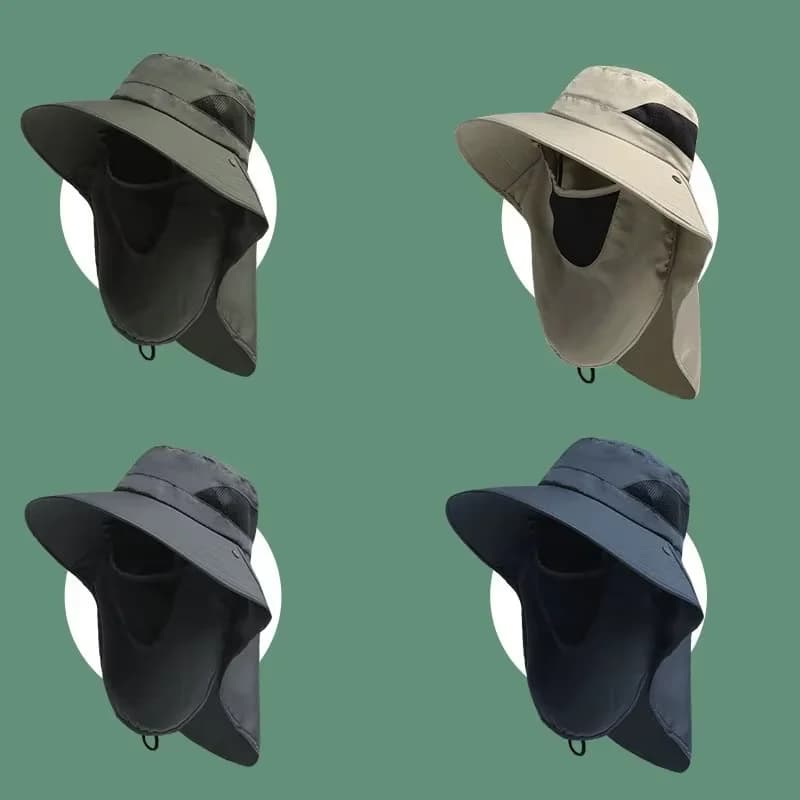 Chapeau de pêche avec protection UV et rabat couvre-nuque pour homme et femme