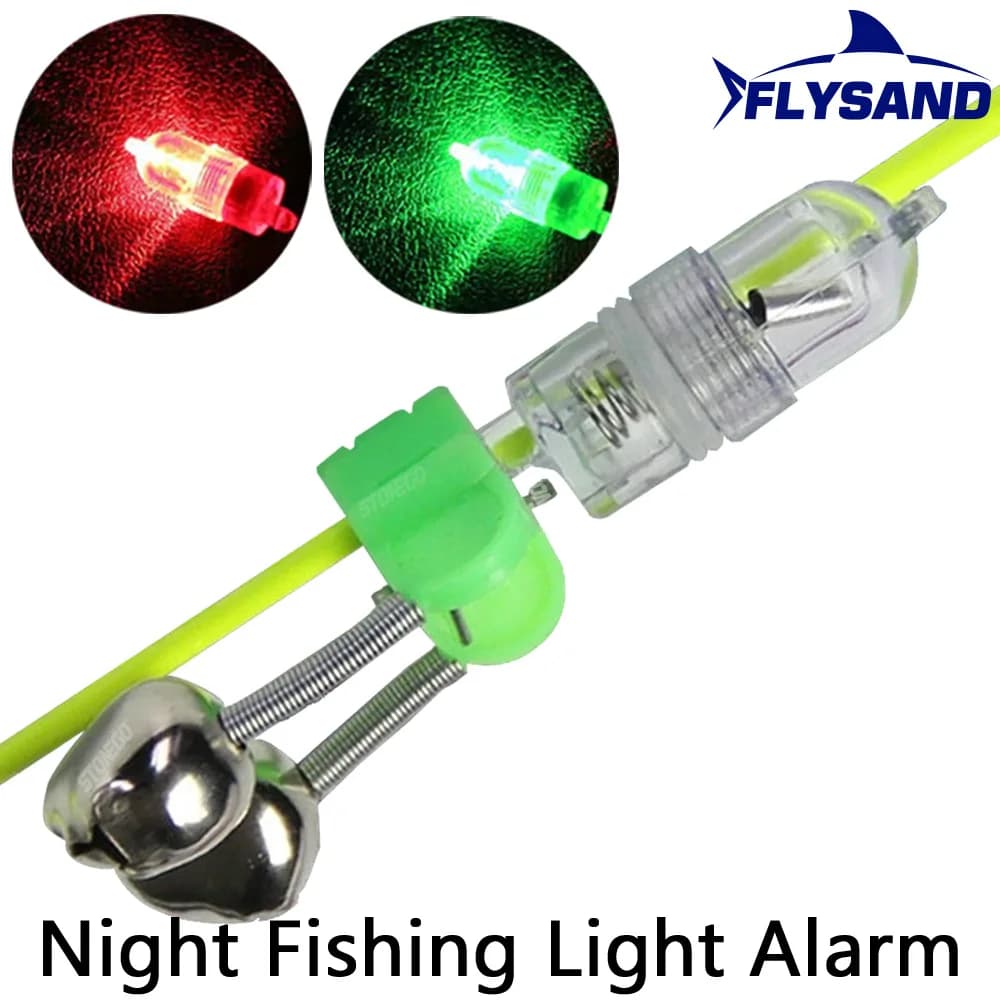Cloches double alarme FLYSAND LED rouge et verte - Alarme lumineuse et sonore pour pêche nocturne