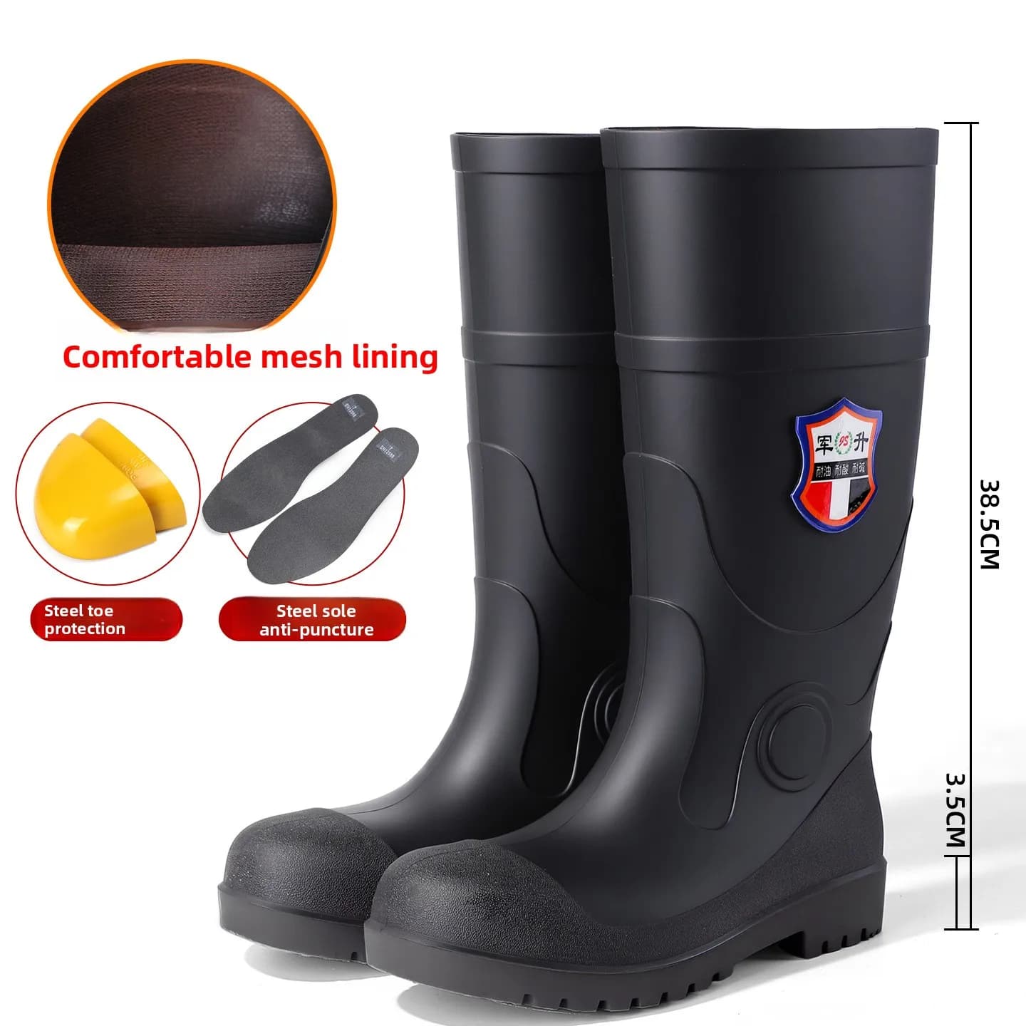Bottes de sécurité hautes embout acier talon acier ignifuges anti-écrasement pêche travail