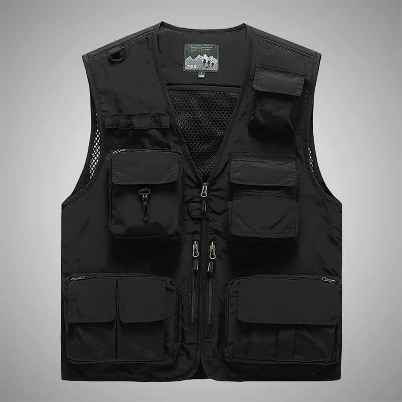 Gilet pêche respirant mesh homme - Veste technique détachable multi-poches pour pêche et randonnée