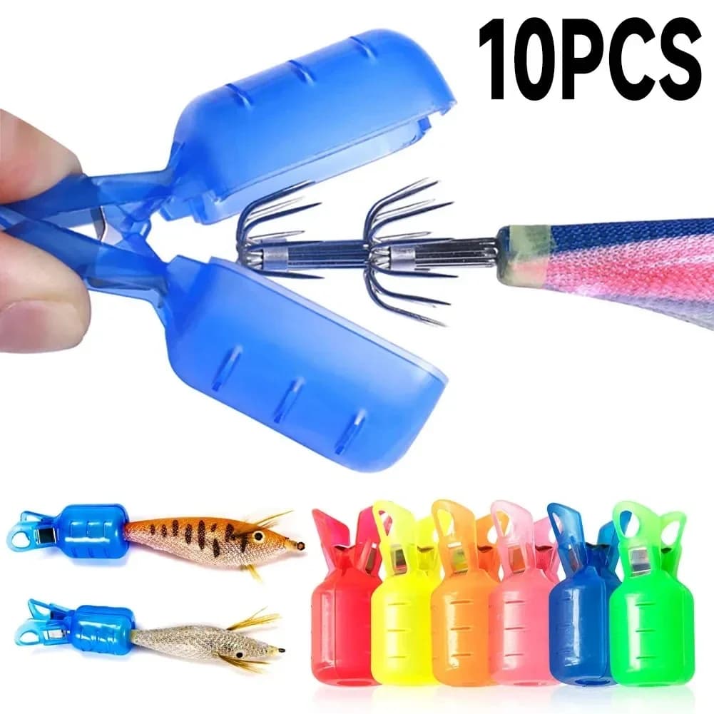 10 protège-hameçons en ABS pour leurres de pêche à l'encornet, tailles S et L, accessoire sécurité