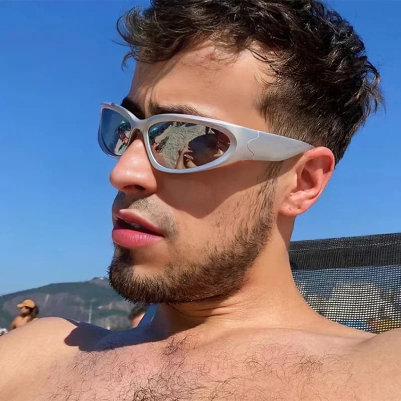 Lunettes de sport punk Y2K pêche - Design luxe vintage UV400 pour hommes et femmes