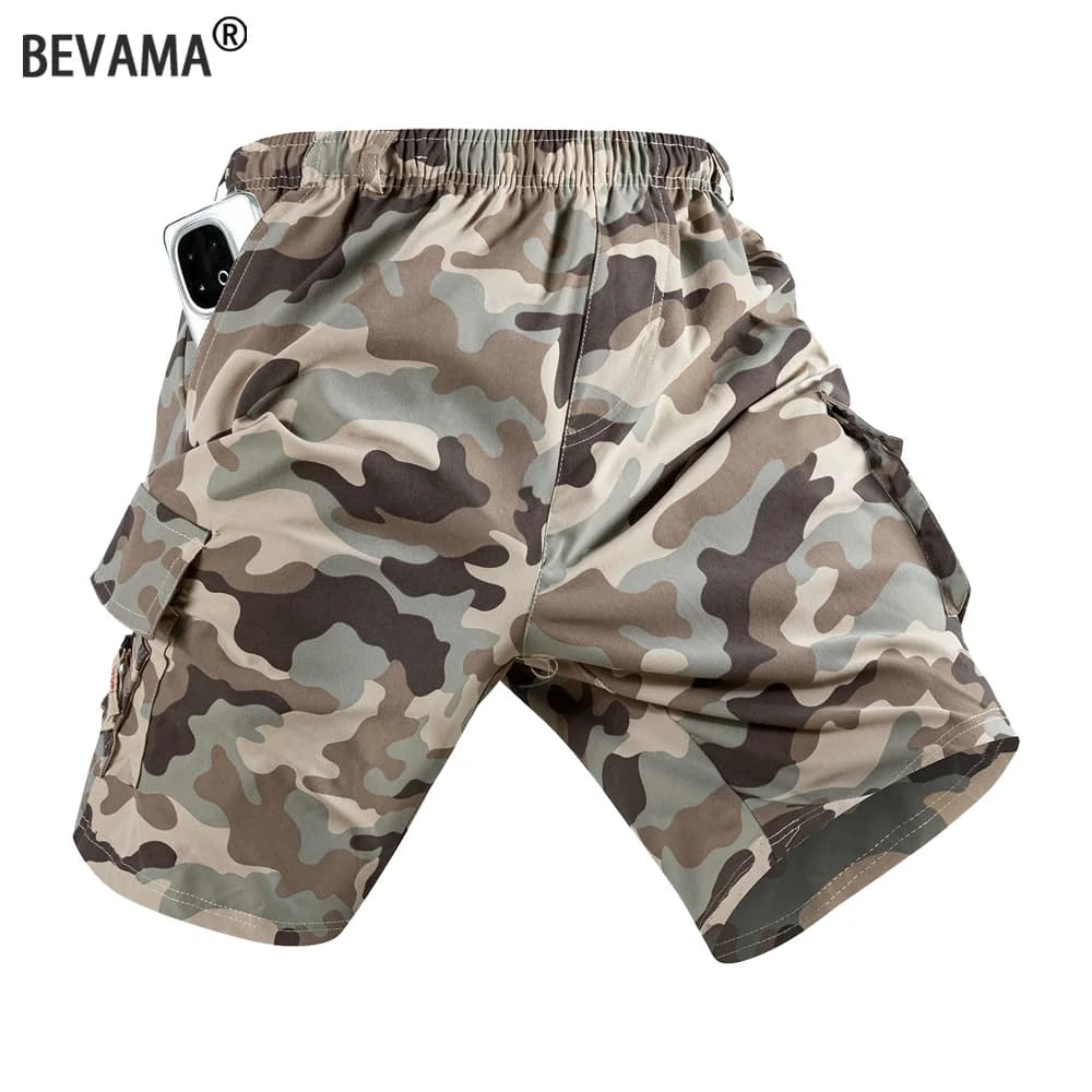 Short cargo camouflage homme pêche tactique été pantalon genou travail extérieur loose