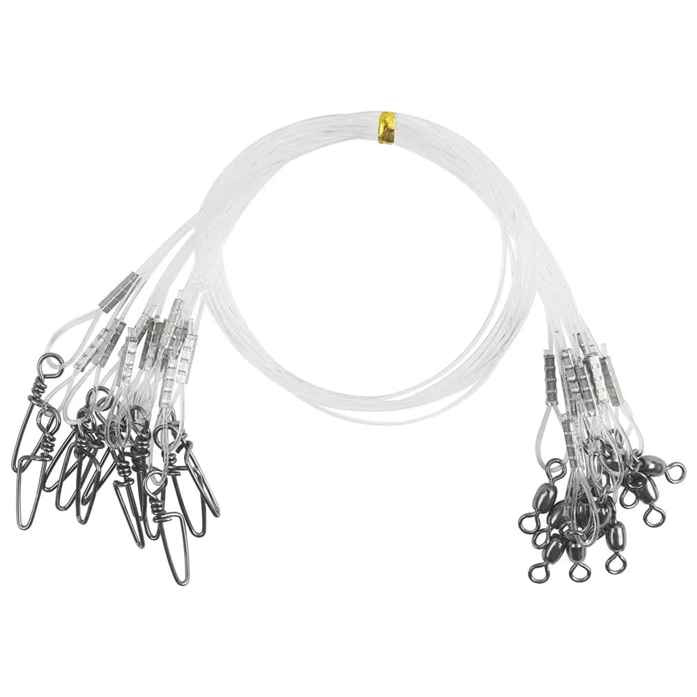 24 leaders fluorocarbone 20lb-50lb avec émerillons snaps - connexion rapide pêche mer rigs