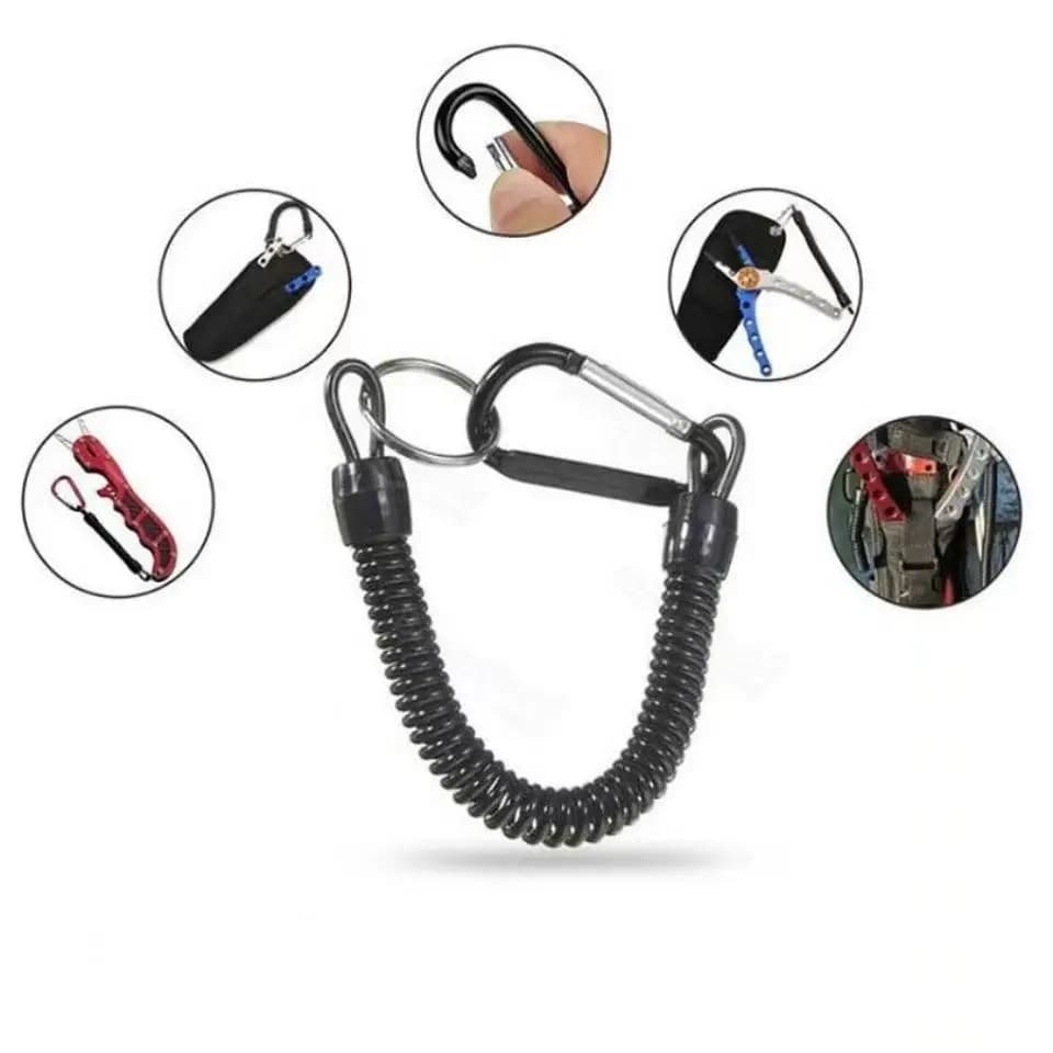 Lanyard de pêche 5 pièces rétractable élastique avec mousqueton pour clés et téléphone anti-perte