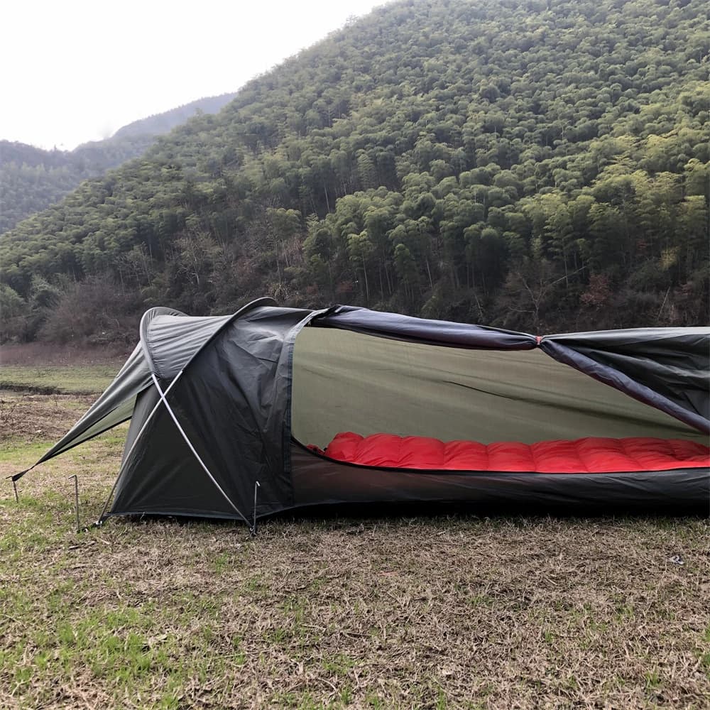Tente tunnel 1 personne ultralégère 210D Oxford imperméable randonnée pêche camping sac à dos compacte