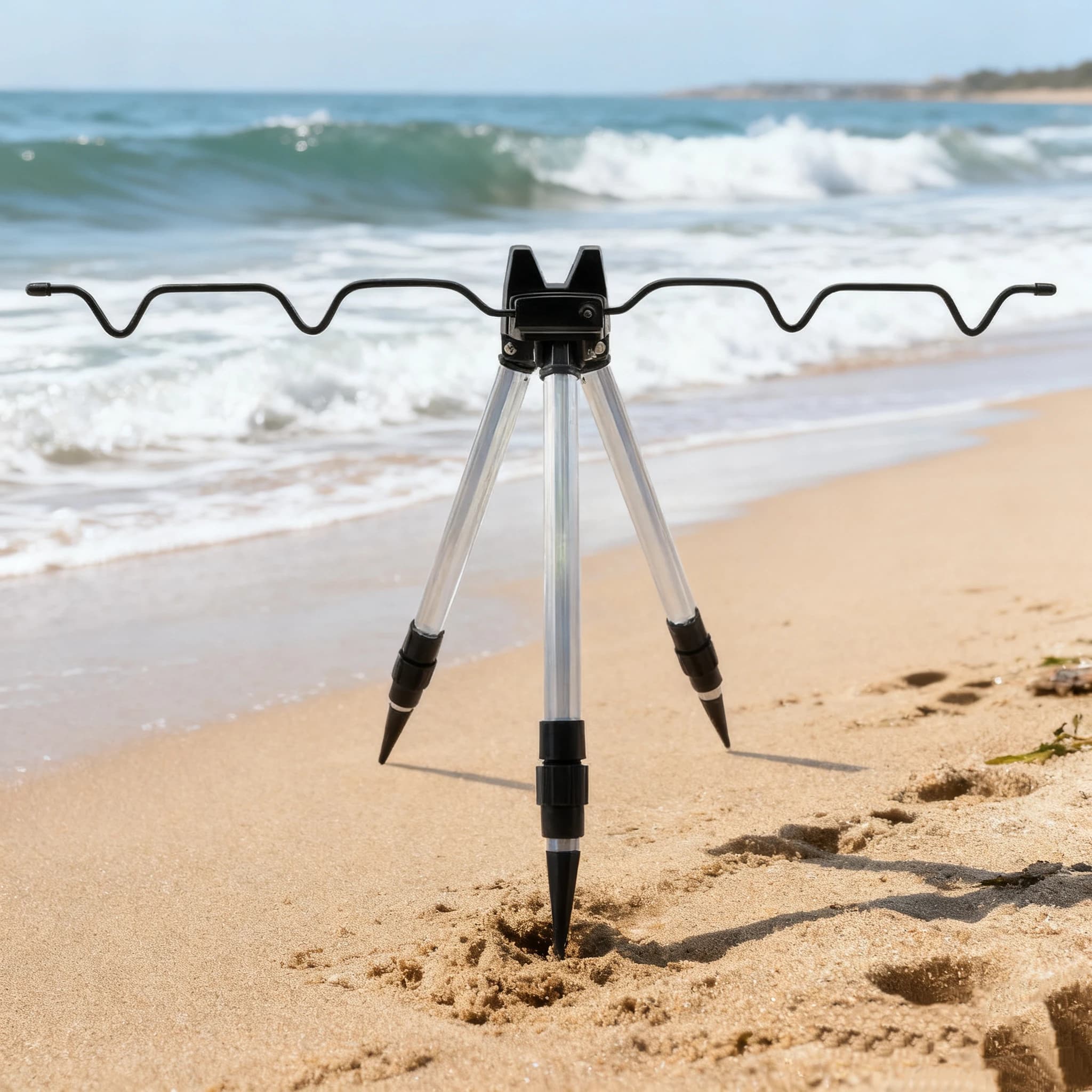 Support de canne à pêche télescopique 3 branches, trépied porteur pour pêche en mer et surfcasting