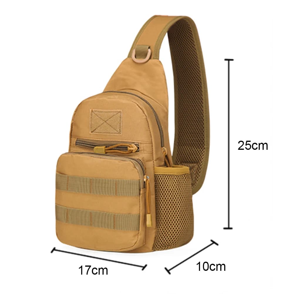 Sac tactique camouflage pour pêche et randonnée - Sac poitrine Molle armée trekking extérieur