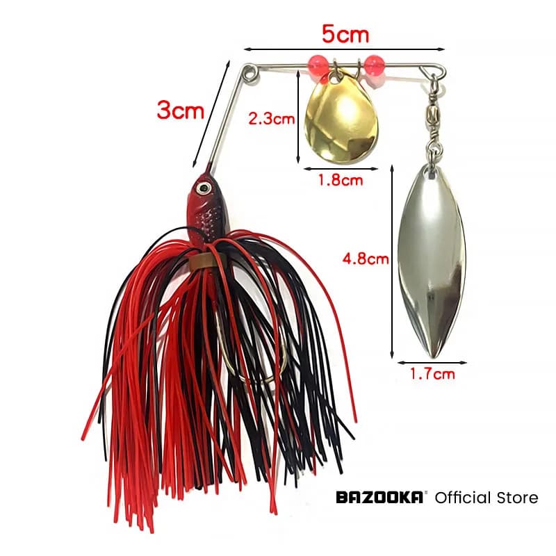 Leurre spinnerbait Bazooka 15g 18g pour brochet et perche en hiver, appât métal avec jupe
