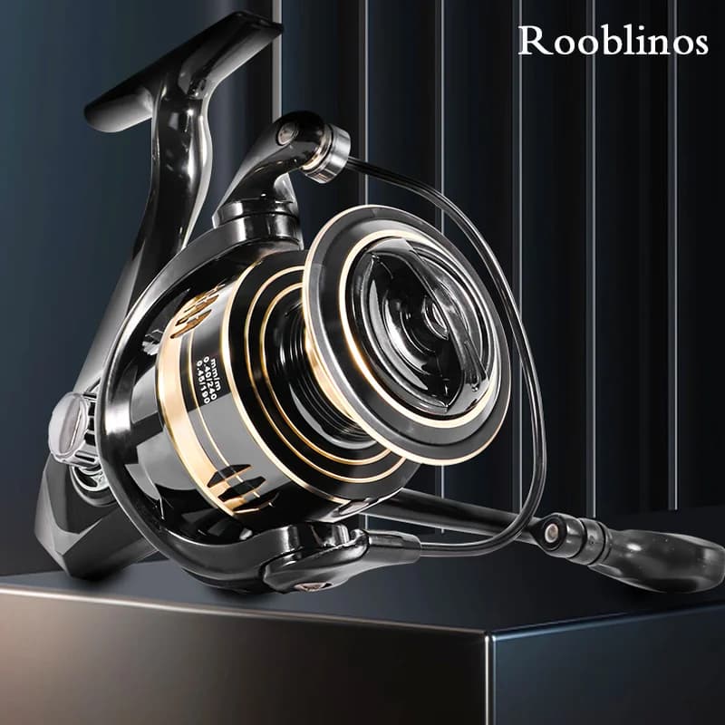 Moulinet de pêche spinning Rooblinos MG pour eau douce et mer, cadre métal ultraléger et roulement fluide haute vitesse