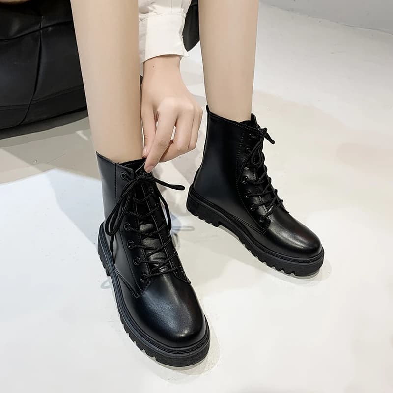 Bottes courtes velours croisées couleur unie - Chaussures femme confort pêche chaud casual
