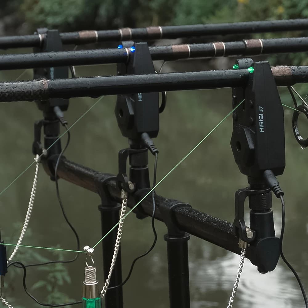 Kit alarme morsure sans fil Hirisi S7 pêche carpe 1+4 étanche LED volume réglable équipement