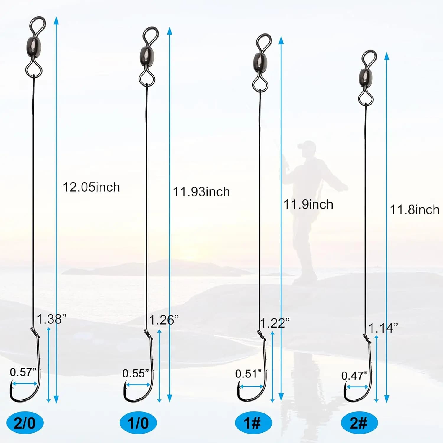Montage fishing hook avec leader rig et rolling swivel pour pêche en eau douce et pêche au vif