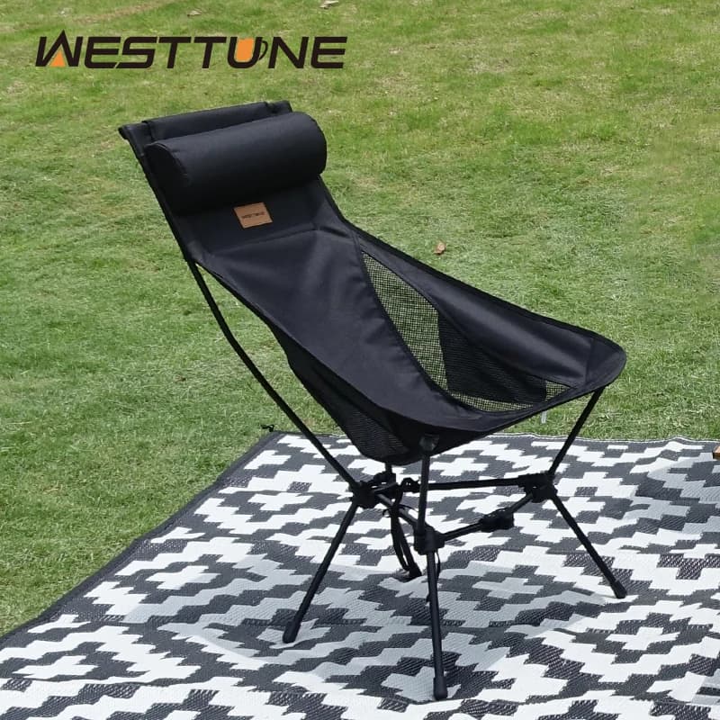 Chaise camping WESTTUNE avec appui-tête pliable - Siège léger pêche randonnée plage portable