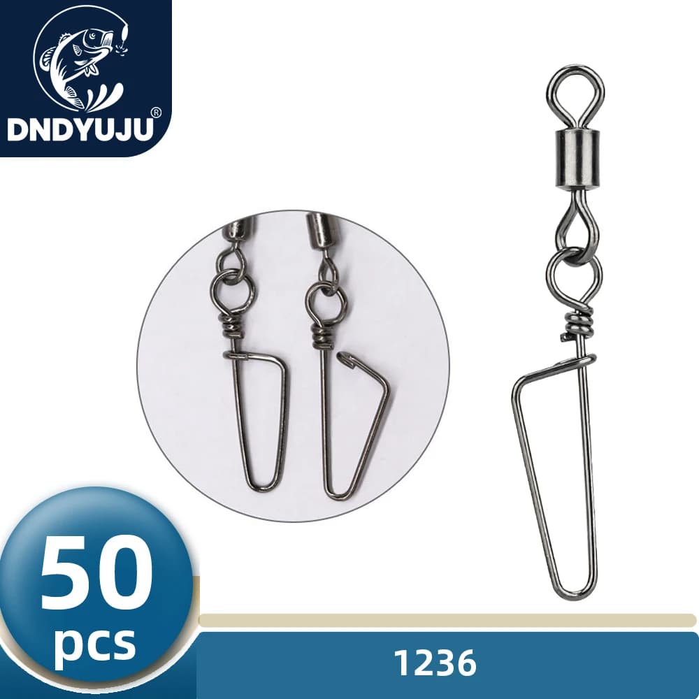 Roulements à billes pêche DNDYUJU 50 pièces - Émerillons solides avec mousqueton pour leurres