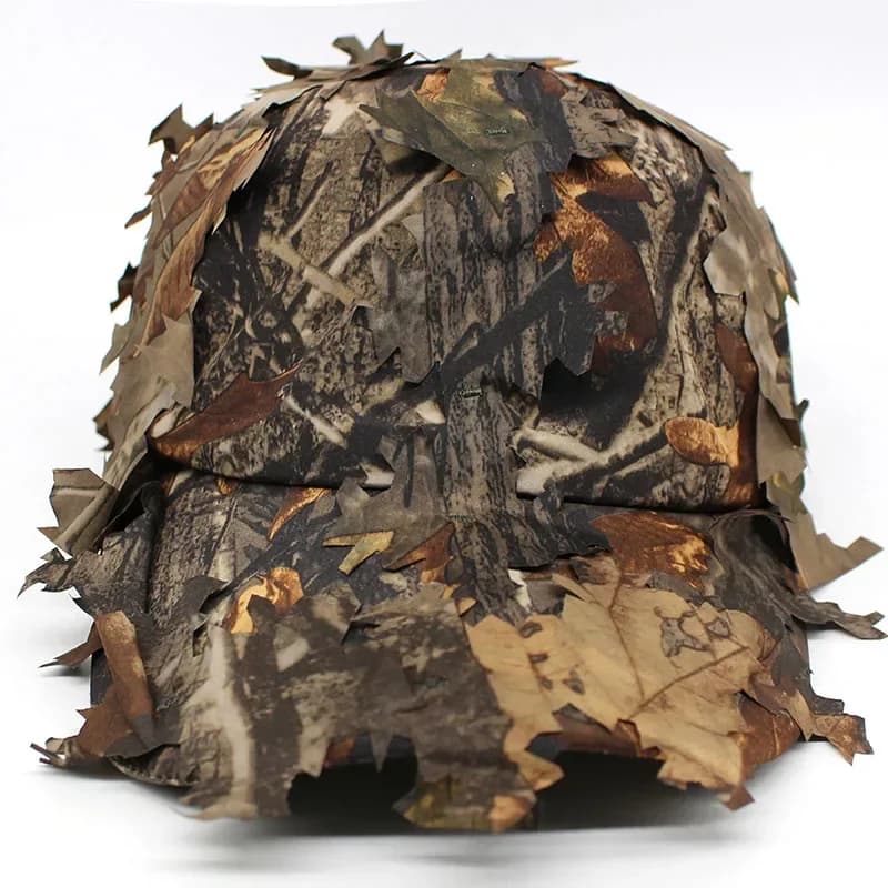 Chapeau camouflage 3D bionique pêche - Discrétion optimale pour observation oiseaux et pêche