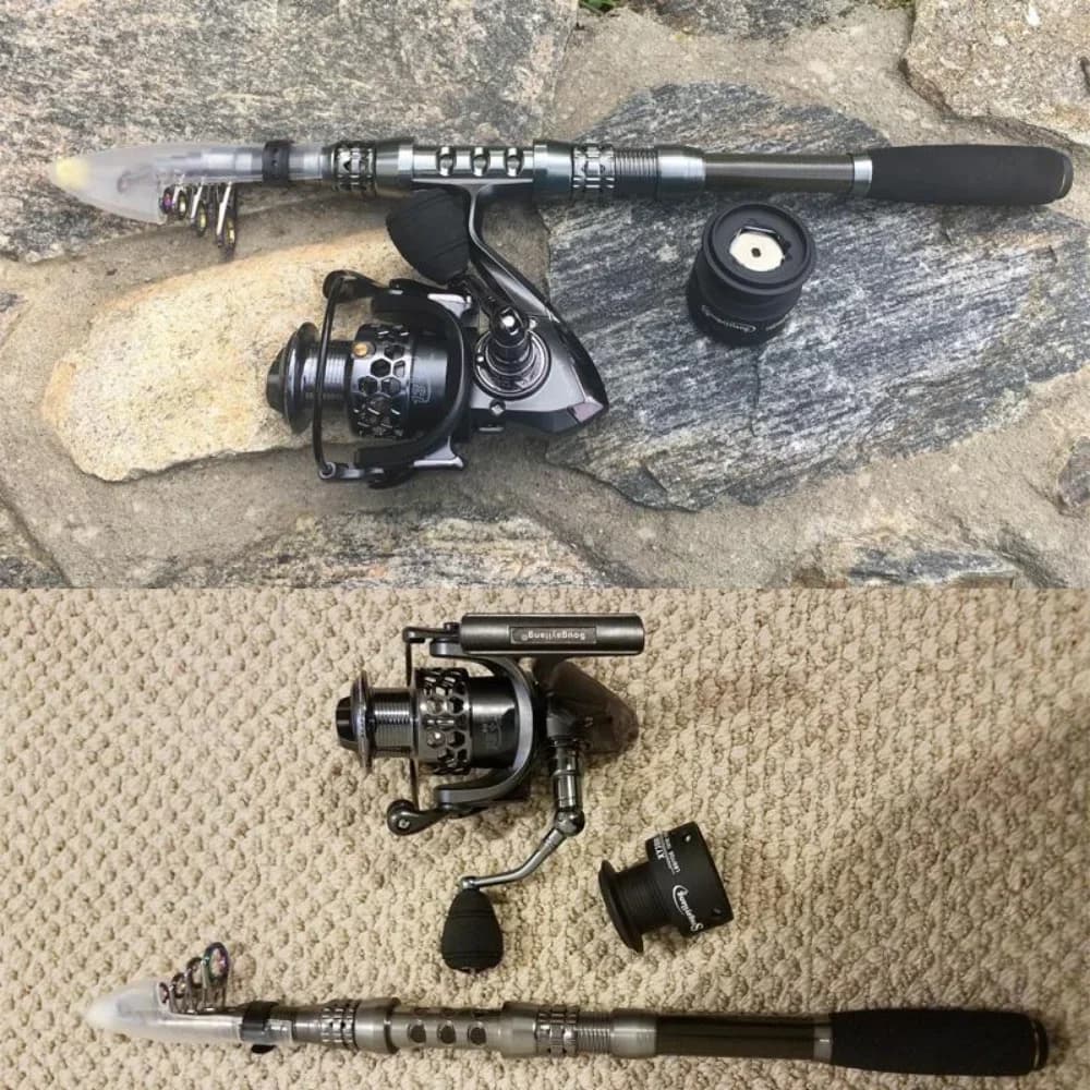 Combo canne spinning carbone 1.8-3.3m et moulinet 13+1BB Sougayilang télescopique kit pêche polyvalent