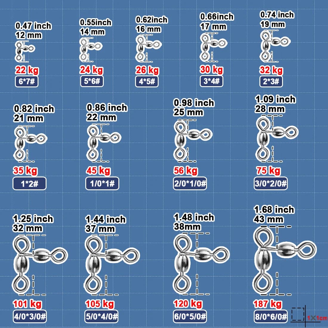 Émerillon pêche 3 voies inox SUS304 et laiton pour montage catfish et pêche surf casting